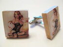 【送料無料】メンズアクセサリ- メンズカフスボタンビンテージピンカフスボタンバスクハンドメイドユニークmens cufflinks vintage pin up elvgren cufflinks redhead basque handmade unique