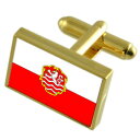 【送料無料】メンズアクセサリ- カルロヴィヴァリチェコゴールドフラッグカフスボタンボックスkarlovy vary city czech republic gold flag cufflinks engraved box