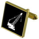 【送料無料】メンズアクセサリ— クレーンリフトカフスリンクネクタイピンセットbuilder crane lift goldtone cufflink...