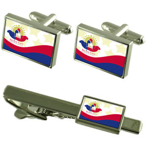 【送料無料】メンズアクセサリ—　ベリーズシティベリーズフラグカフスリンクネクタイピンセットbelize city city belize flag cufflinks tie clip box gift set