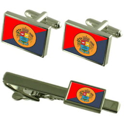 【送料無料】メンズアクセサリ—　シティミナスジェライスカフスボタンタイクリップボックスセットperdizes city minas gerais state flag cufflinks tie clip box gift set