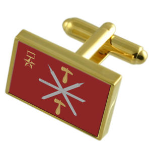 【送料無料】メンズアクセサリ—　トゥーラロシアゴールドフラッグカフスボタンボックスtula city russia gold flag cufflinks engraved box