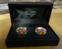 【送料無料】メンズアクセサリ- ペイズリープレゼンテーションボックスデザインバーカフリンクスmulti coloured enamellled paisley design oval bar cufflinks in presentation box