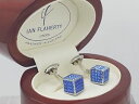 swarovski sapphire crystal cufflinks by ian flaherty mens cufflinks, groomsmanスワロフスキーサファイアイアンフラハティメンズカフスボタンクリスタルカフスボタン※注...