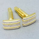 【送料無料】メンズアクセサリ— メンズスターリングシルバートリプルラインカフスボタンセットゴールドmens 9ct gold on 925 ster...