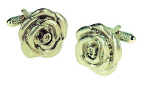 【送料無料】メンズアクセサリ— シルバーローズボックスカフスボタンsilver rose ladies gents cufflinks in box...