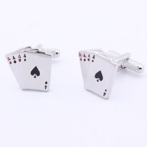 【送料無料】メンズアクセサリ—　エースカードカフスリンクマンchristmassilver ace cards cuff links wedding men groom best man christmas birthday gift