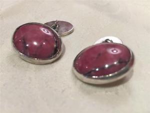 【送料無料】メンズアクセサリ—　ビンテージホワイトメタルカフリンクスl0894 vintage white metal and rhodonite oval cufflinks