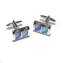 メンズアクセサリ—　カフスリンクx2aj421high quality enamelled blue striped cufflinks x2aj421