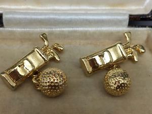 楽天hokushin【送料無料】メンズアクセサリ—　ゴルフバッグボールカフスボタンボックスlovely gold plated golf bag amp; ball cufflinks box included