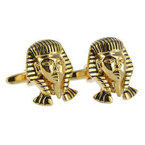 【送料無料】メンズアクセサリ—　カフスボタンエジプトエジプトボックスブランドdetailed golden pharoah cufflinks ancient egypt egyptian aj460 brand in box