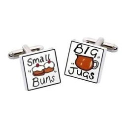 【送料無料】メンズアクセサリ—　パンビッグスペンサーカフスボタンsmall buns big jugs cufflinks by sonia spencer, gift boxed handpainted, rrp 20