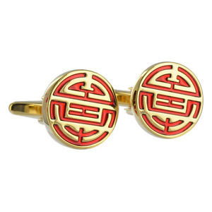 【送料無料】メンズアクセサリ—　シンボルカフスボタンボックスブランドchinese longevity symbol redgold cufflinks prosperity aj456 brand in box