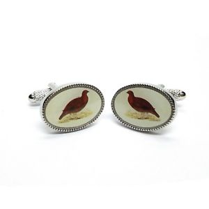 【送料無料】メンズアクセサリ—　カフスリンクボックスライチョウカフスリンクgrouse oval cufflinks i..