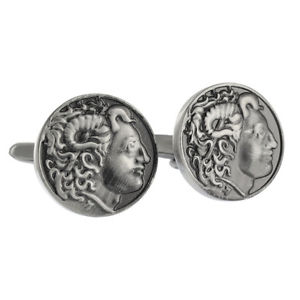 【送料無料】メンズアクセサリ—　ブラシアレクサンドロスカフスボタンギリシャボックスブランドbrush finish alexander the great cufflinks ancient greece aj507 brand in box