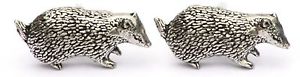 メンズアクセサリ—　アナグマカフリンクスピューターイギリスハンドメイドボックスbadger cufflinks pewter uk hand made gift boxed or pouched quantity discount