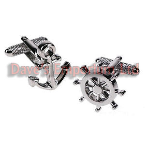 【送料無料】メンズアクセサリ—　ホイールオニキスアートアンカーカフスボタンボックスセーラーships w..
