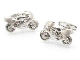 【送料無料】メンズアクセサリ—　シルバーレーシングバイクカフスボタンオートバイカフリンクsilver racing motorbike cufflinks car motorcycle cuff links automotive gemelos