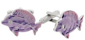 【送料無料】メンズアクセサリ—　プレゼンテーションボックスカフスボタンカフリンクスpurple tropical fish cufflinks cuff links in presentation gift box