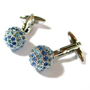 【送料無料】メンズアクセサリ—　カフスボタンカフスボタンblue crystals ball cufflinks cuff links stone 004 gemelos 70 for 7 items