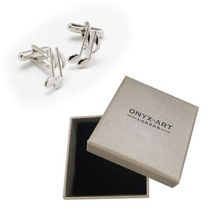 【送料無料】メンズアクセサリ—　メンズメモシルバーカフスボタンオニキスアートボックスオンmens quaver music note silver cufflinks amp; gift box by onyx art