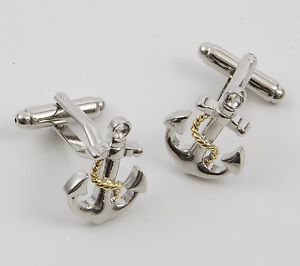 【送料無料】メンズアクセサリ— ゴールデンロープセーリングボックスカフリンクスカフスボタンアンカー ships anchor with golden rope sailing cuff links cufflinks 19978 in box