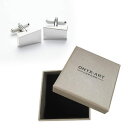 【送料無料】メンズアクセサリ- メンズプレーンシルバースマートカフスボタンオニキスアートボックスオンmens plain silver rectangle rectangular smart cufflinks amp; gift box by onyx art