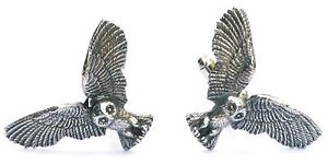 メンズアクセサリ—　フクロウカフスリンクシロメquantity discountowl cufflinks pewter hand made in uk gift boxed or pouched quantity discount