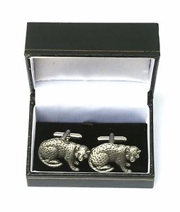 ̵ۥ󥺥ꡡꥹܥåեܥԥ塼leopard cufflinks pewter made in uk gift boxed or pouched quantity discount