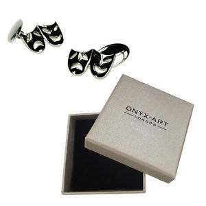 【送料無料】メンズアクセサリ—　ドラママスクカフスボタンボックスオニキスアートmens silver plated theatre drama mask cufflinks amp; gift box thespian by onyx art