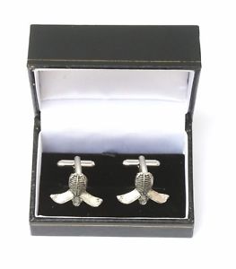 【送料無料】メンズアクセサリ—　イギリスボックスフェンシングマスクカフリンクスピューターfencing mask cufflinks pewter made in uk gift boxed or pouched quantity discount