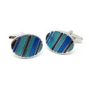 メンズアクセサリ—　エナメルカフスボタン×shades of blue oval enamelled cufflinks x2aj398