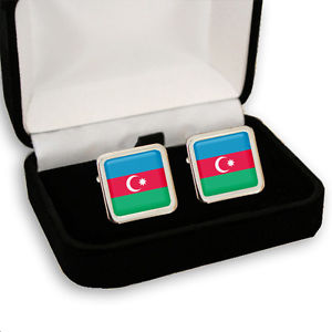 【送料無料】メンズアクセサリ—　アゼルバイジャンメンズカフスボタンボックスazerbaijan flag men’s cufflinks gift box engraving