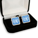【送料無料】メンズアクセサリ- メンズカフスボタンボックスunited nations un flag men’s cufflinks gift box engraving