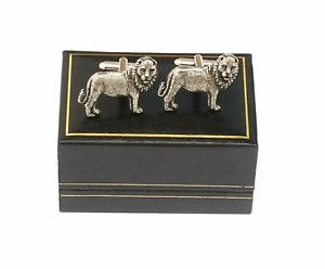 【送料無料】メンズアクセサリ—　レオライオンピューターカフスボタンボックスleo the lion pewter cufflinks ideal mens birthday gift boxed