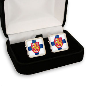 【送料無料】メンズアクセサリ— finland suomi flag coat of arms mens cufflinkstie slide se...