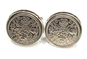 【送料無料】メンズアクセサリ— 60コインカフリンクス60th birthday 1958 luxury silver sixpence coin cufflinks boxed great gift