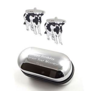 【送料無料】メンズアクセサリ—　カフスボタンボックスfresian cow cufflinks amp; engraved gift box