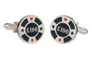 【送料無料】メンズアクセサリ—　シルバーオニキスアートボックスカジノポーカーチップシャツカフリンクスsilver coloured casino poker chip shirt cufflinks in onyx art cufflink box