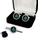 【送料無料】メンズアクセサリ- アームストロングタータンチェックスコットランドシスルメンズカフスボタンセットarmstrong clan tartan scottish thistle men’s cufflinks set gift engraving