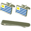 【送料無料】メンズアクセサリ— ウルグアイシルバーカフスボタンタイクリップボックスセットuruguay flag silver cufflinks ...
