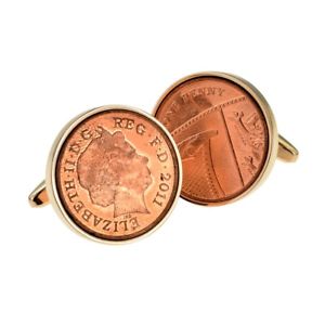 【送料無料】メンズアクセサリ— ローズゴールドペンスコインボックス×カフリンクスrose gold plated cufflinks with polished one pence coin boxed x2n9972rg1pcbox
