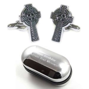 【送料無料】メンズアクセサリ—　セルティッククロスカフスボタンボックスceltic cross cufflinks amp; engraved gift box(4)