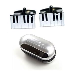 【送料無料】メンズアクセサリ—　ピアノキーカフスボタンボックスpiano keys music cufflinks amp; engraved gift box