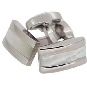 【送料無料】メンズアクセサリ—　カフリンクスmother of pearl in silver rectangle cufflinks