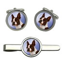 【送料無料】メンズアクセサリ— ボストンテリアタイクリップセットboston terrier dog round cufflink and tie ...