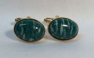 ̵ۥ󥺥ꡡեܥrussian amazonite cufflinks, oval shape, gold plated