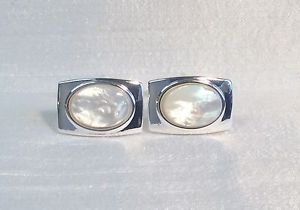 ̵ۥ󥺥ꡡѡ륫ե󥯥Сrectangular cufflinks with oval mother of pearl stone, silver plated