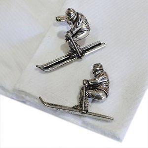 【送料無料】メンズアクセサリ— ピュータースキースキースキーヤースポーツカフスボタンenglish pewter skiing ski skier winter sport cufflinks x2tsbcs16