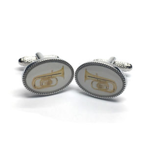 enamelled tenor horn baritone oval silverplated torpedo cufflinks in padded gエナメルテナーホーンバリトンメッキパッドカフスボタン※注意※NYからの配送になりますの...